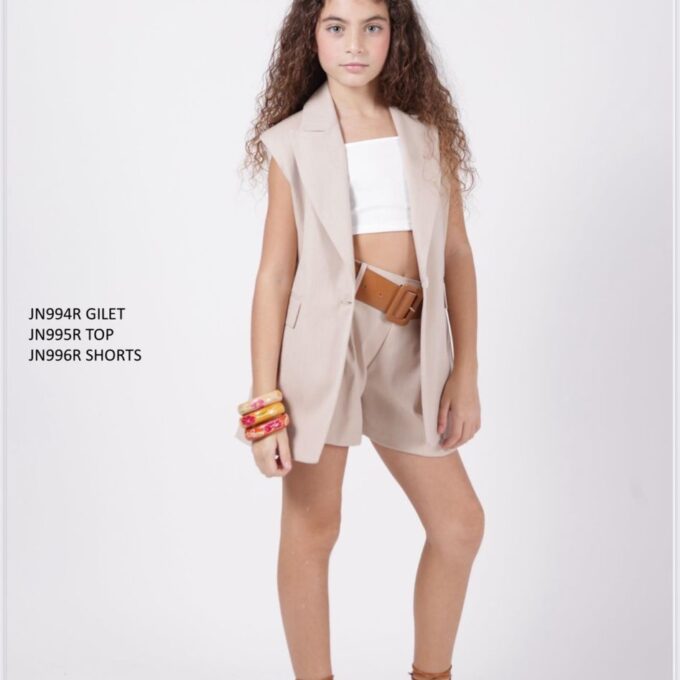 JANICE Gilet, Top e Short sabbia